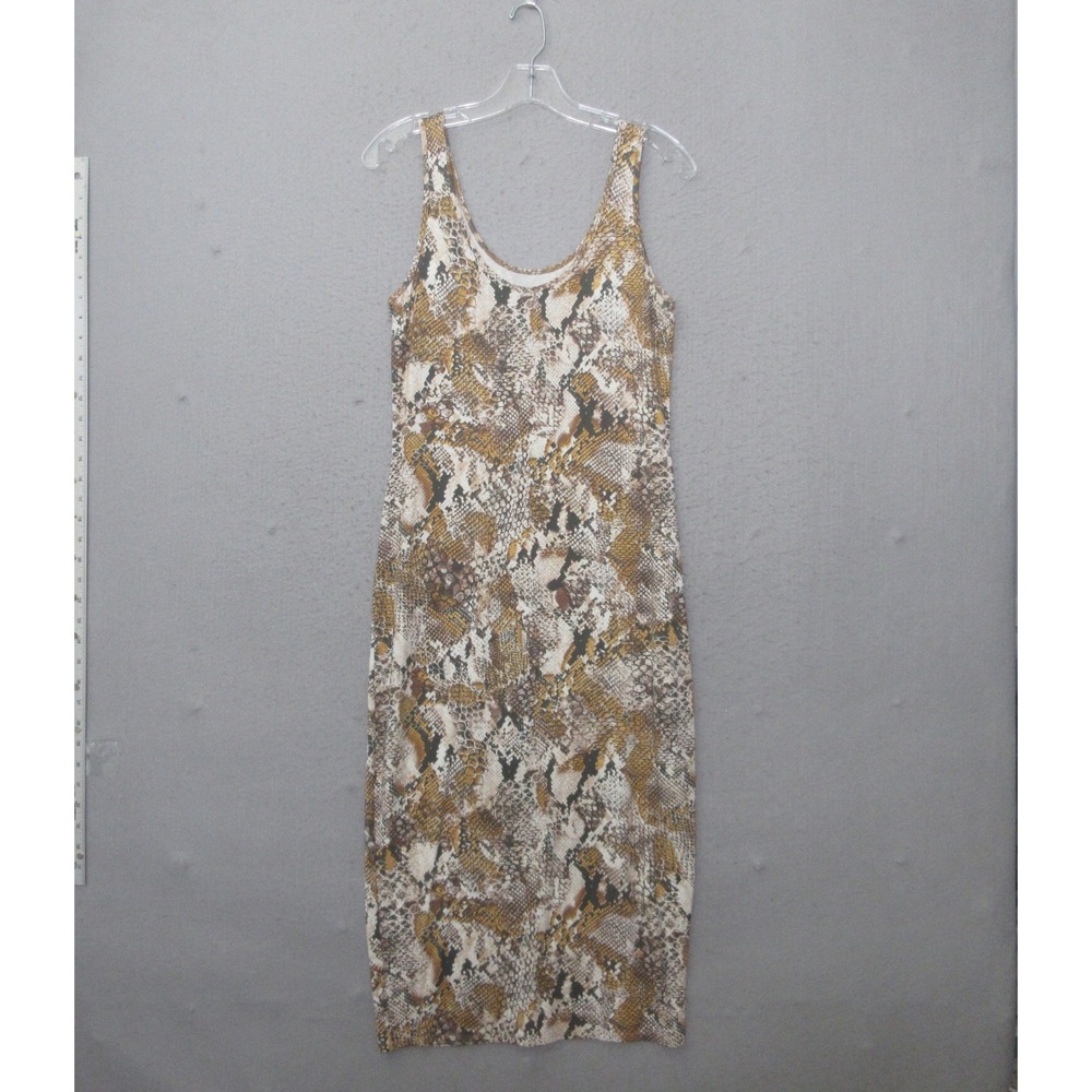 Enza Costa Dress Medium Snakeskin Stretch Jersey Neutral Bodycon Resort Designer